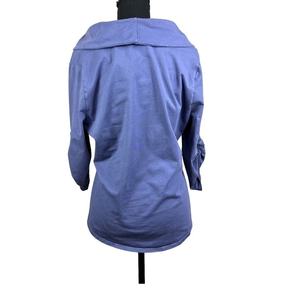 Soft Surroundings Top Size Large Petite Periwinkle Cowl Neck Tab 3/4 Sleeve - Picture 3 of 6